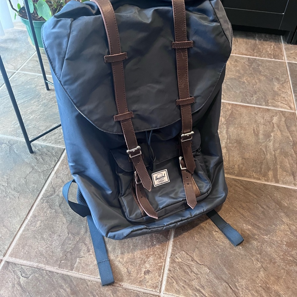 Herschel Supply Company Blue and Brown Roll-Top Backpack